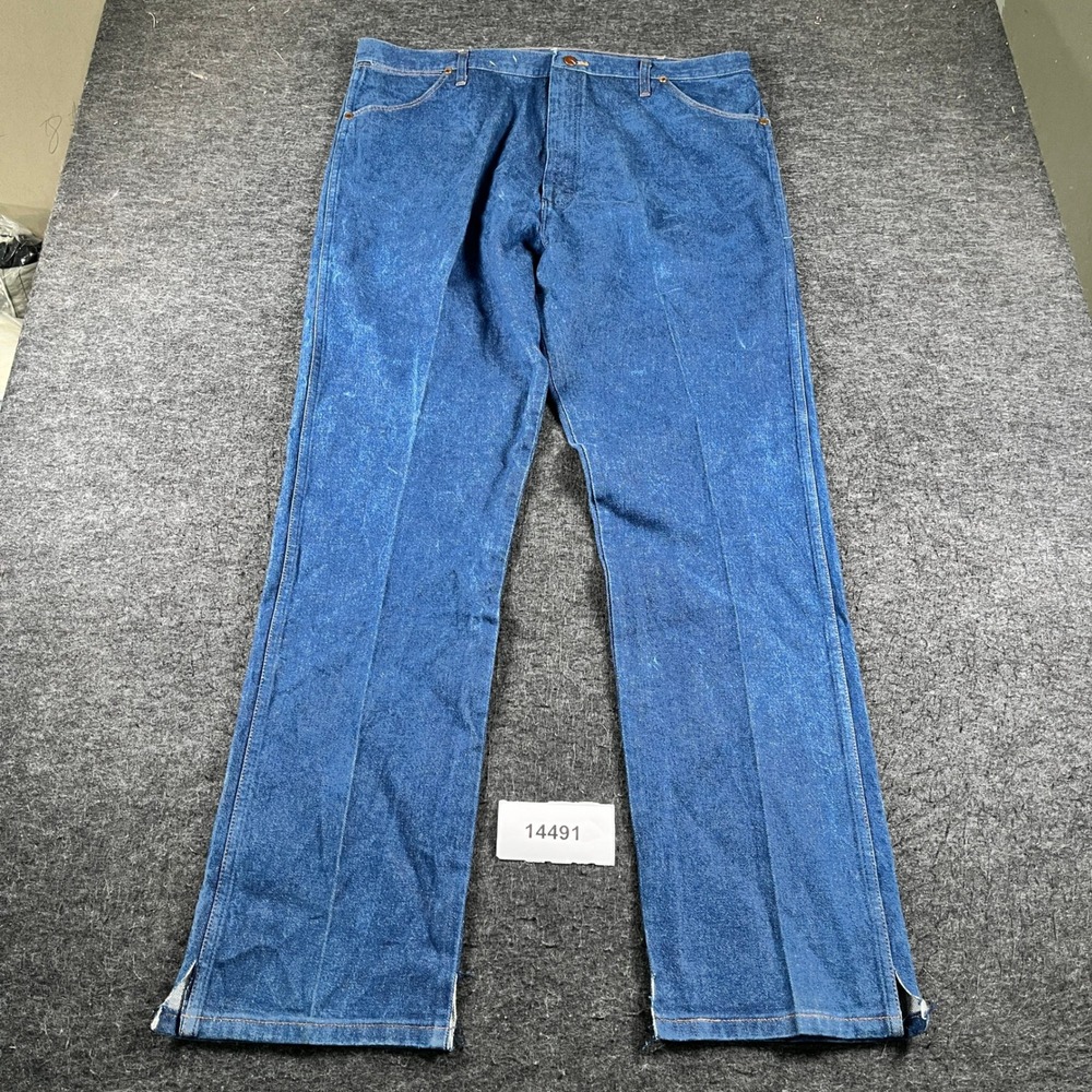 VTG Wrangler Cowboy Cut Straight Leg Jeans Mens 42x34 Blue Denim Original Fit